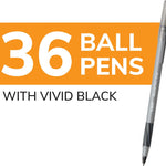 BIC Round Stic Grip Xtra Comfort Black Ballpoint Pens, Medium Point (1.2mm), 36-Count Pack, Perfect Writing Pens With Soft Grip for Superb Comfort and Control