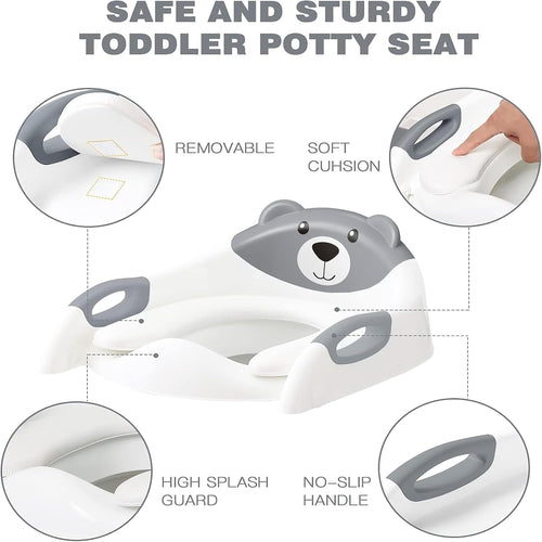 Potty Training Toilet for Toddlers, Anti-Slip Potty Training seat, Classic | SKYROKU, Fits Round & Elongated Toilets, 6 Heights, Splash Guard, Padded Cushion, Holds 200+ lbs, Foldable, Easy to Assemble
