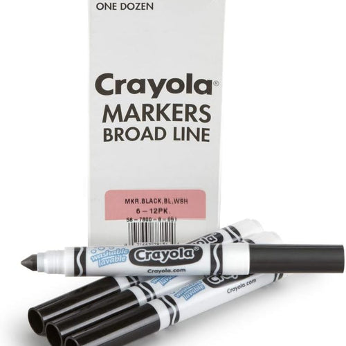 Crayola Washable Markers for Kids - Black (12ct), Bulk Broad Line Markers for School, Classroom Essentials, Teacher Classroom Must Haves for Elementary School