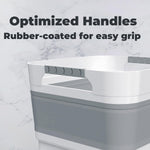 2.6 Gal Collapsible Baby Bottle Wash Basin with Drain Plug | Large 2.6 Gal Capacity, Comfort-Grip Handles, Folds Flat, BPA-Free PP and TPR, For Kitchen, RV, Camping, and Small Spaces