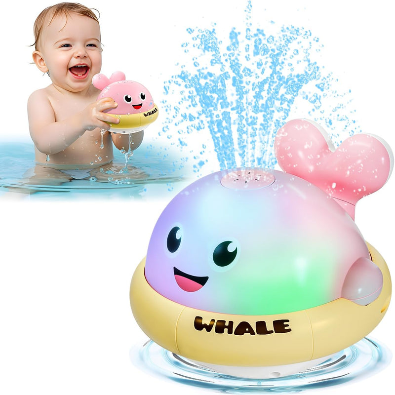 Whale Bath Toys, Toddler Pool Toys for 1 2 3 Year Old Boy, Light Up Baby Bath Toys for Kids Ages 1-3, Bathtub Fountain Water Toys for Toddlers Girl & Boy Gifts