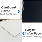 DSTELIN Blank Spiral Notebook, 2-Pack, Soft Cover, Sketch book, 100 Pages / 50 Sheets, 7.5 inch x 5.1 inch, 100GSM, (Black)