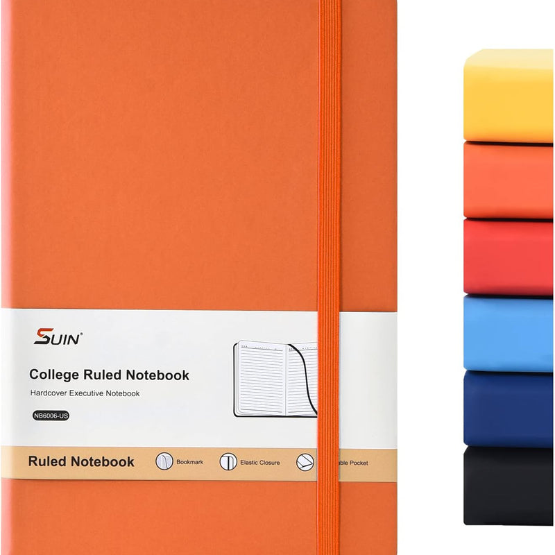 SUIN Hardcover-Journal-Notebooks, A5 Lined Journals Notebook for Writing 200 Pages, 8.2 x 5.5 inch, Classic Ruled Notebooks for Work/Travel/College (Multi-colors)