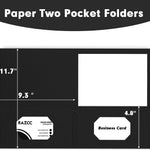 Two Pocket Folders, RAZCC 50 Pack 2 Pocket Folders Fit Letter Size Paper, Paper Folders with Pockets for School Office Business Home, Black