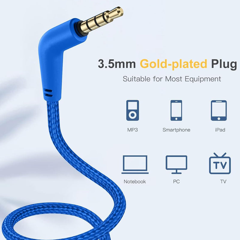 Nabevi Kids Headphones with Cord, Over-Ear Headphones for Kids with Microphone, 85/94dB Volume Limit, Headset for Kid Boys Girls with Shareport, Wired Toddler Headphone for School/Tablet/iPad/Travel