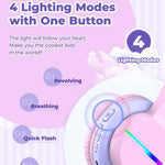iClever BTH12 Kids Bluetooth Headphones 85H Playtime with LED Lights Travel | SafeSound Tech, Stereo Sound, USB C Charging AUX Cable Over Ear Built-in Mic, Kids Wireless Headphones for Toddler Boys Girls