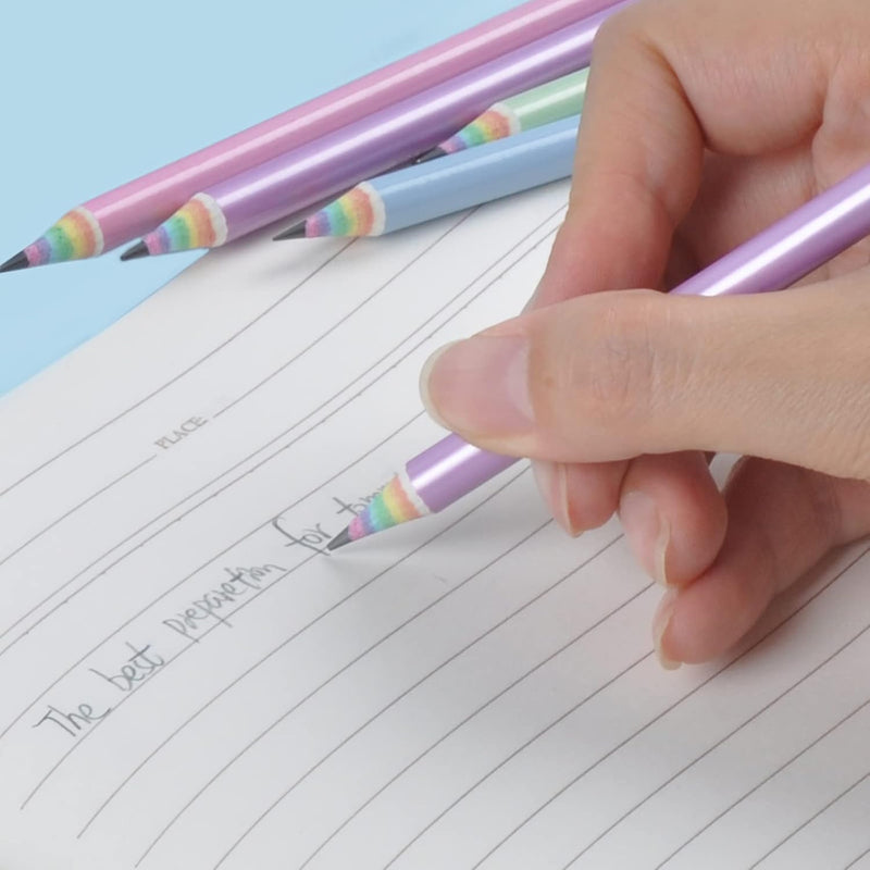 ECOTREE Pre-Sharpened Pencils #2 Cute Number 2 Pencils with Erasers for Kids Eco Rainbow Paper Pencil for School, Writing, 12 Count