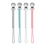 Pacifier Clips Baby Girls - MORIBOX Paci Clip Soothe Baby Binky Holder for Shower Birthday Gift 2 Pack | Food Grade Silicone, One Piece Design, Soother Binky Holder, Teething Relief, Baby Shower, Birthday, Christmas, Baby Registry
