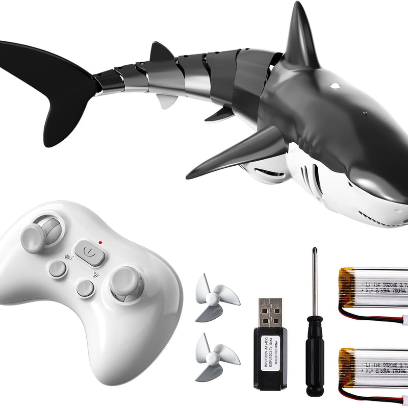 Bennol 1:18 scale 2.4GHz RC shark toys for kids with light and spray water functions, waterproof design