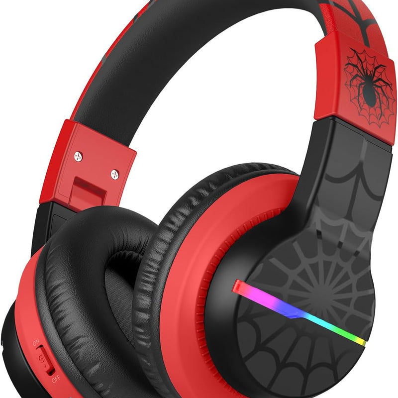 iClever BTH12 Kids Bluetooth Headphones 85H Playtime with LED Lights Travel | SafeSound Tech, Stereo Sound, USB C Charging AUX Cable Over Ear Built-in Mic, Kids Wireless Headphones for Toddler Boys Girls