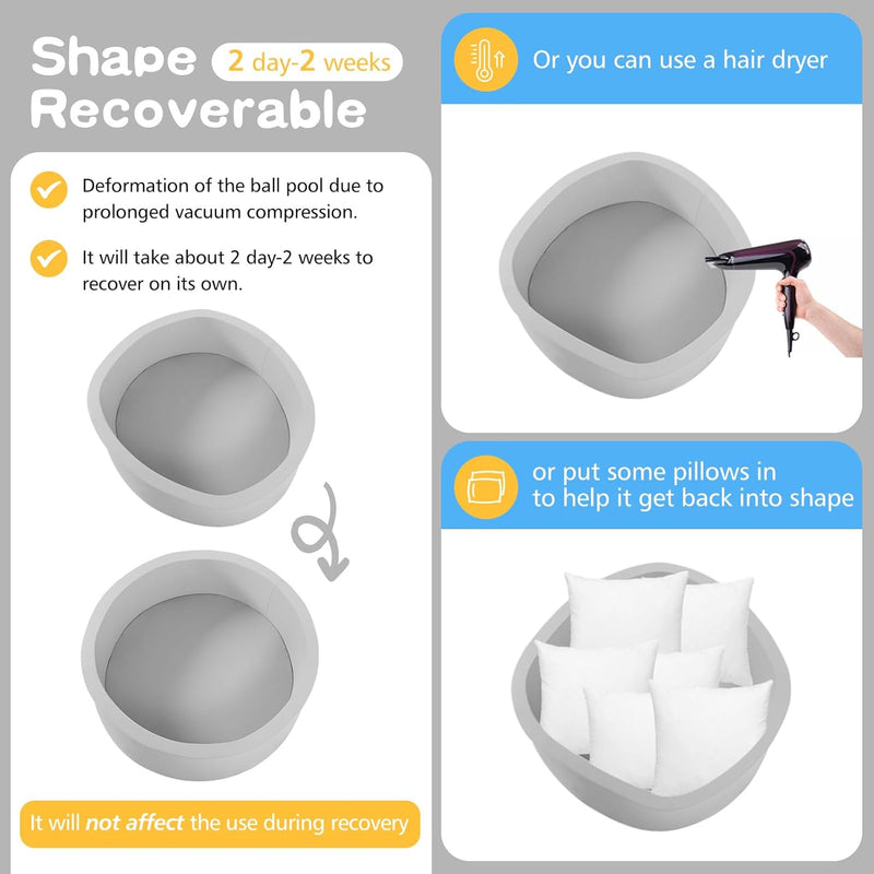 SHJADE Foam Ball Pit, 35.4"x 11.8" Ball Pits for Toddlers-Grey | Soft Memory Sponge Round Playpen Ball Pool for Kids, Ideal Gift for Babies, Indoor and Outdoor Game, Balls not Included