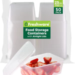 Freshware Food Storage Containers [50 Set] 8 oz Plastic Deli Containers with Lids, Slime, Soup, Meal Prep Containers | BPA Free | Stackable | Leakproof | Microwave/Dishwasher/Freezer Safe