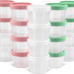 DEMORA 4 oz Small Plastic Containers with Twist on Lids [20 Sets], Stackable Little Food Storage Containers for Snack Lunch Meal Prep Salad Dressings, Freezer/Microwave/Dishwasher Safe, BPA Free