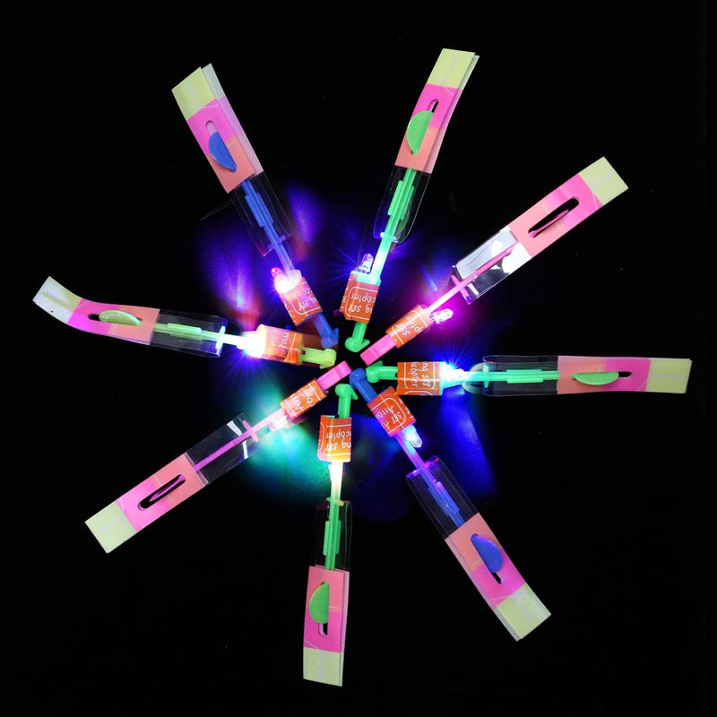 25-Set LED Flying Toy, 25 Slingshot & 25 Glow Helicopters, Perfect for Kids 8-12 Outdoor Party Favors