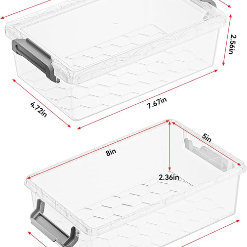 BiuLeon 4 Pack Extra Large Pencil Box, Plastic Pencil Case Organizer, Clear Crayon Box Marker Organizer, Stackable Craft Organizers and Storage for Pen, Craft, Art Supply(Grey)
