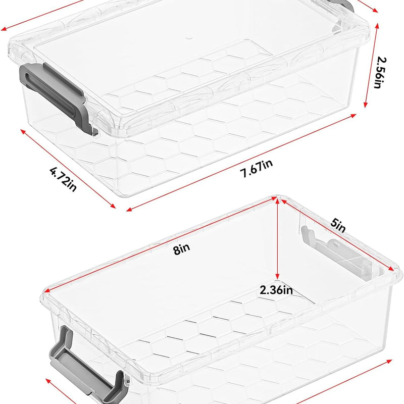 BiuLeon 4 Pack Extra Large Pencil Box, Plastic Pencil Case Organizer, Clear Crayon Box Marker Organizer, Stackable Craft Organizers and Storage for Pen, Craft, Art Supply(Grey)