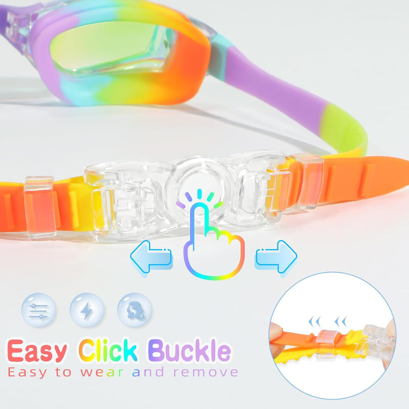 Freela Kids Swim Goggles, 2 Packs Swimming Goggles for Kids 3-14, Boys Girls Swim Goggles Anti Fog UV Protection No Leaking