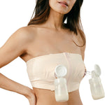 Simple Wishes Pumping Bra Hands Free, Comfortable & Adjustable | Easily Slips On Over Your Go-To Nursing Bra to Pump Hands Free, 2 Fit Sizes, Bra Straps Convert (Strapless, Tank, Halter)