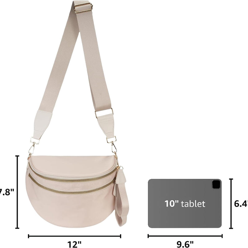 FEIBOON Spacious Nylon Crossbody Bag Bum Bag Handbags Wallets Purses Trendy Shoulder Bag for Women
