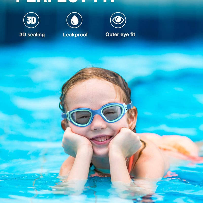 ZIONOR Kids Swim Goggles, G1MINI SE Ages 6-14 No Leak Anti-Fog | Soft silicone fit, Easy-adjust strap. Wide clear vision, UV protection