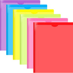 INFUN Heavy Duty Plastic Pocket Folder with Prongs and Clear Front Pocket - 18 Pack, 3 Prong Folders with Pockets and Card Slot, Assorted Colors