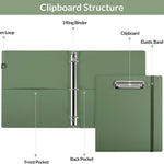 SKYDUE 3 Ring Binder with Clipboard, 13.2" × 10.2" Faux Leather 1 Inch Binder Organizer with 5 Pocket Dividers, Notepad, Labels & 2 Storage Pockets for Teachers, Students, Nurses & Office Work