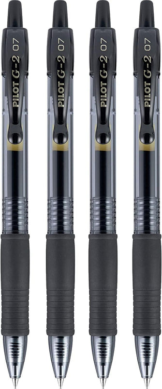 Pilot G2 Pens, Premium Refillable and Retractable Rolling Ball Gel Pens, Fine Point, 0.7mm, Black Ink, 4-Pack