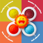 LiKee Strong Suction Cup Fidget Rotating Sensory Bath Toy for Baby, 10+ Months, Airplane Car Travel Table & Window Toy