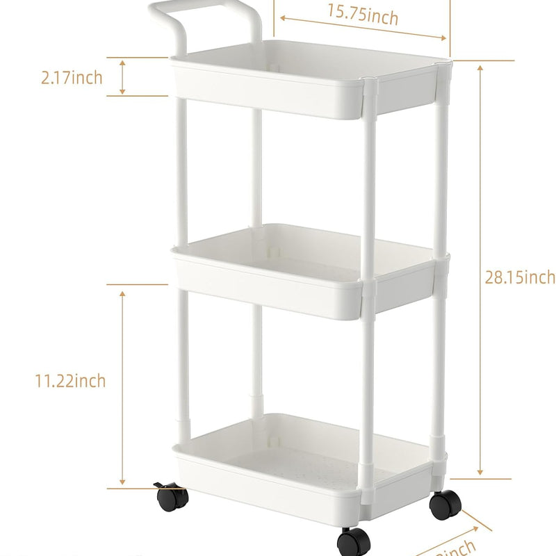 Volnamal Baby Diaper Caddy, Plastic Movable Cart for Newborn Nursery Essentials Diaper Storage Organizer for Changing Table & Crib, Easy to Assemble, Baby Registry, Off-White