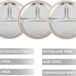 PandaEar 3 Pack Stainless Steel Baby Suction Plates, Divided Toddler Plate for Baby Led Weaning Supplies, Non-Slip Toddler Baby Feeding Set Dishwasher Safe (Pink/Linen/Light Pink)