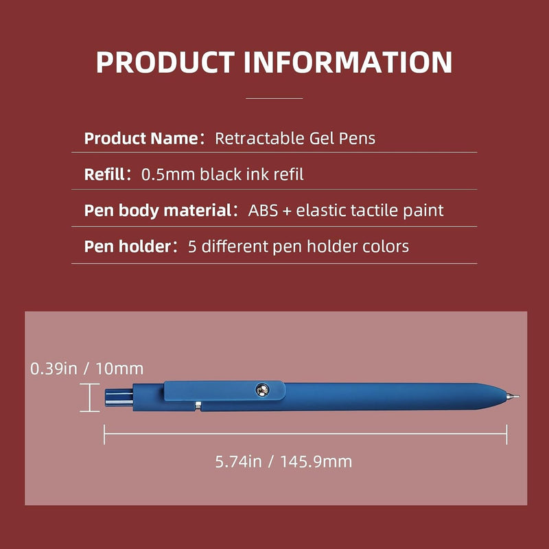 YOXMJDB Gel Pens, 5 Pcs 0.5mm Fine Point Smooth Writing Pens Cute Pens, High-End Series Black Ink Pens for Journaling Note Taking, School Office Supplies for Women Men (5 Pcs Vintage)