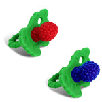 raZbaby raZberry silicone baby teether toy - berrybumps soothe babies sore gums - infant teething toy - hands free design - bpa free - easy-to-hold design - teething relief pacifier - fruit shape/red