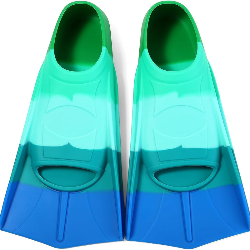 Kids Swim Fins Youth Short Blade Swimming Training Flippers | Snorkeling Diving Travel Size Fins for Children Girls Boys Beginners,Lap Swimming,Comfortable Silicone Flippers with Mesh Bag