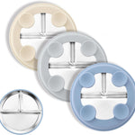 Bakpoco Stainless Steel Toddler Plate with Suction, 9” Divided Plates with Removable Silicone Sleeves for Kids, Non Toxic & BPA Free | Non Slip | Unbreakable Baby Snack Dishes Set of 2, Blue & Gray