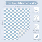 Yurhap Checkered Baby Blanket Fleece Baby Blankets for Boys, Ultra Soft Cozy Fluffy Infant Toddler Newborn Receiving Blankets for Crib Stroller, 30''x40'', Blue
