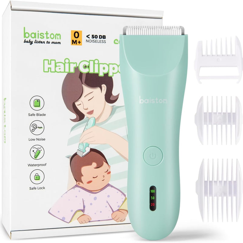 Quiet Baby Hair Clippers for 0–12Y with Hair Cutting Kit | 2-Mode Suitable for Infant Toddler & Kids, Rechargeable & Cordless, Upgraded Battery Capacity, Waterproof