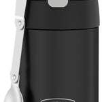 THERMOS FUNTAINER 16 Ounce Stainless Steel Vacuum Insulated Food Jar with Folding Spoon, Neon Orange
