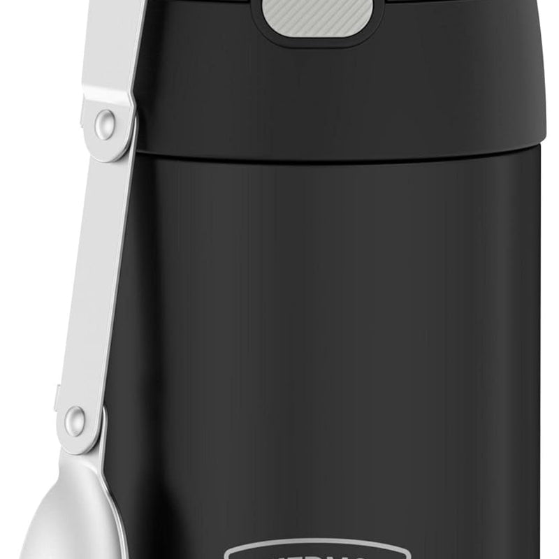 THERMOS FUNTAINER 16 Ounce Stainless Steel Vacuum Insulated Food Jar with Folding Spoon, Neon Orange