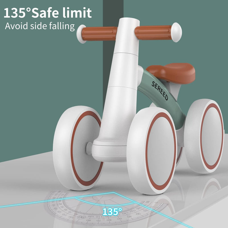 SEREED Baby Balance Bike for 1-2 year olds, Aluminum Frame, 4 Wheels, Sturdy and Comfortable Design
