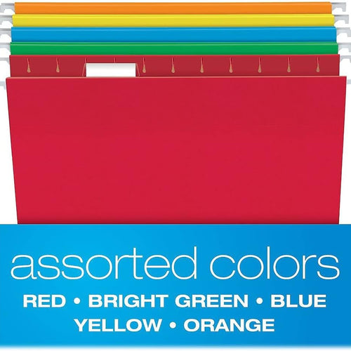 Pendaflex Hanging File Folders, Letter Size, Assorted Colors, 1/5-Cut Adjustable Tabs, 25 Per Box (81663)