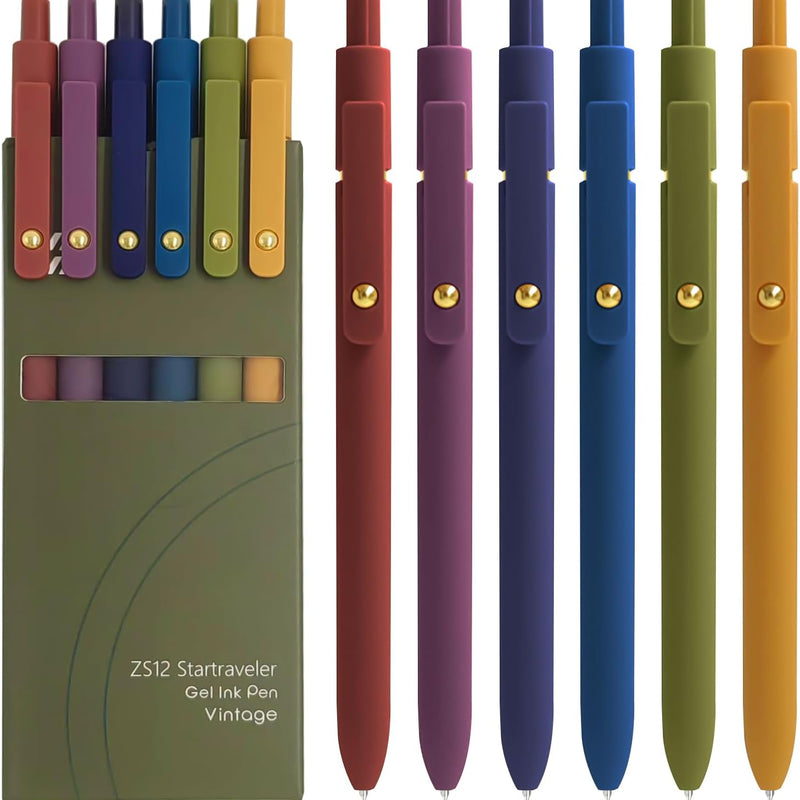 YOXMJDB Gel Pens, 5 Pcs 0.5mm Fine Point Smooth Writing Pens Cute Pens, High-End Series Black Ink Pens for Journaling Note Taking, School Office Supplies for Women Men (5 Pcs Vintage)