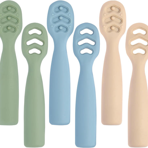 Eascrozn 6 Pack Silicone Baby Spoons Self Feeding 6+ Months Set BPA Free | First Stage Baby Led Weaning Supplies, Toddler Utensils for Soft Tip Silicone Feeding Spoon, Boil and Dishwasher Safe