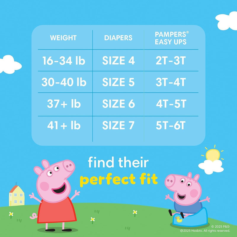 Pampers Easy Ups Training Underwear Peppa Pig Size 5 3T-4T, 124 Count (Packaging May Vary)