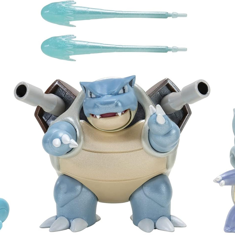 Pokemon Select Evolution 3 Pack - Features 2-Inch Squirtle, 3-Inch Wartortle & 4.5-Inch Blastoise Battle Figures - Authentic Details