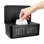 Baby Wipes Dispenser 7.48" L x 4.52" W x 2.75" H (19x11.5x7cm) | Flushable Wipes Container for Bathroom, Diaper Wipe Holder, Black