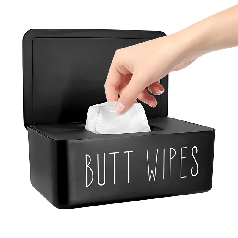 Baby Wipes Dispenser 7.48" L x 4.52" W x 2.75" H (19x11.5x7cm) | Flushable Wipes Container for Bathroom, Diaper Wipe Holder, Black
