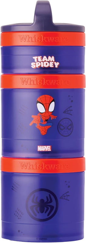 Whiskware Disney Pixar Stackable Snack Containers for Kids and Toddlers, 3 Stackable Snack Cups for School and Travel, Cars Lightning McQueen and Mater