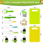 13 Pcs Kids Knife Set for Real Cooking Safe Kitchen Tools for Ages 4+ | Montessori Kitchen Toys Christmas Birthday Gifts for Boys and Girls (A)