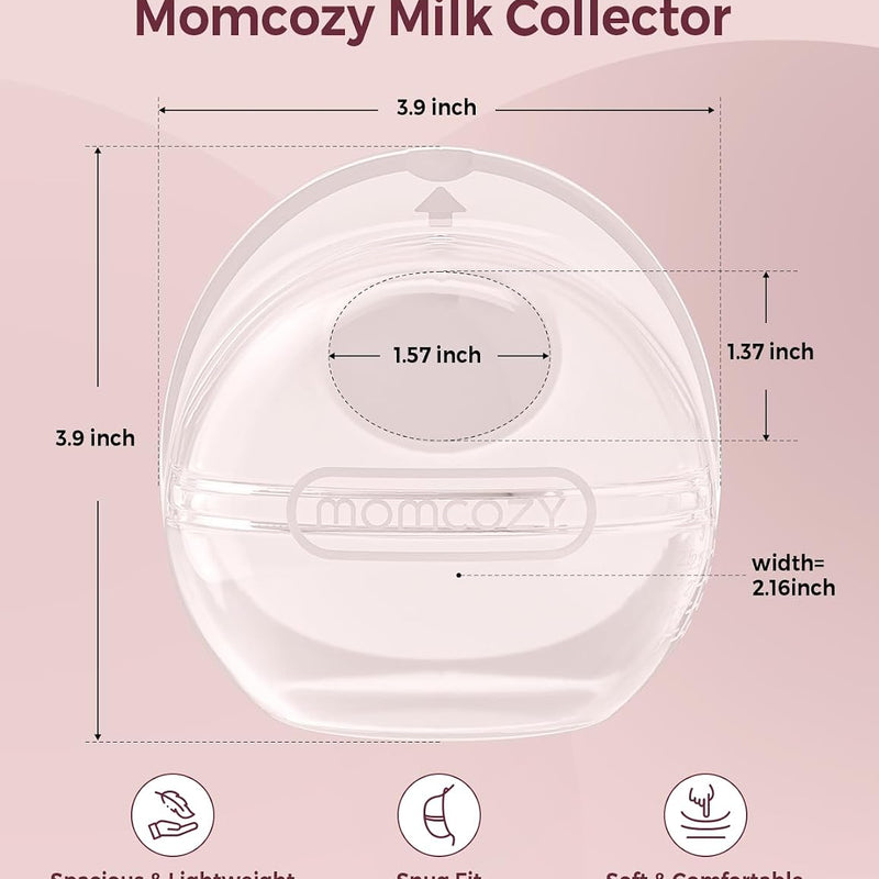 Momcozy Breast Milk Collector, Large Capacity for High Milk Supply 3oz 2pcs | Milk Collectors for Breastfeeding, Reusable Soft Silicone Breast Shells ,Passive Milk Collection, Reusable Silicone Shell