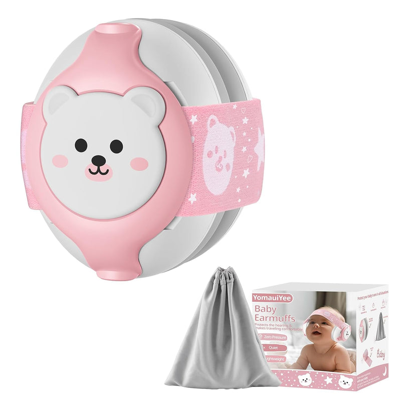 Baby Earmuffs 25dB NRR – Noise Cancelling Headphones for Babies 0-36 Months | Fontanel-Safe Adjustable Headband | Infant Ear Protection for Airplane,Fireworks,Concerts | Foldable with Storage Bag